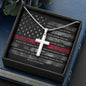 Firefighter Gift Cross Necklace with Message Card
