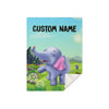 Personalized Name Elephant Blanket, Custom Name Wild Animals Blanket for Boys & Girls