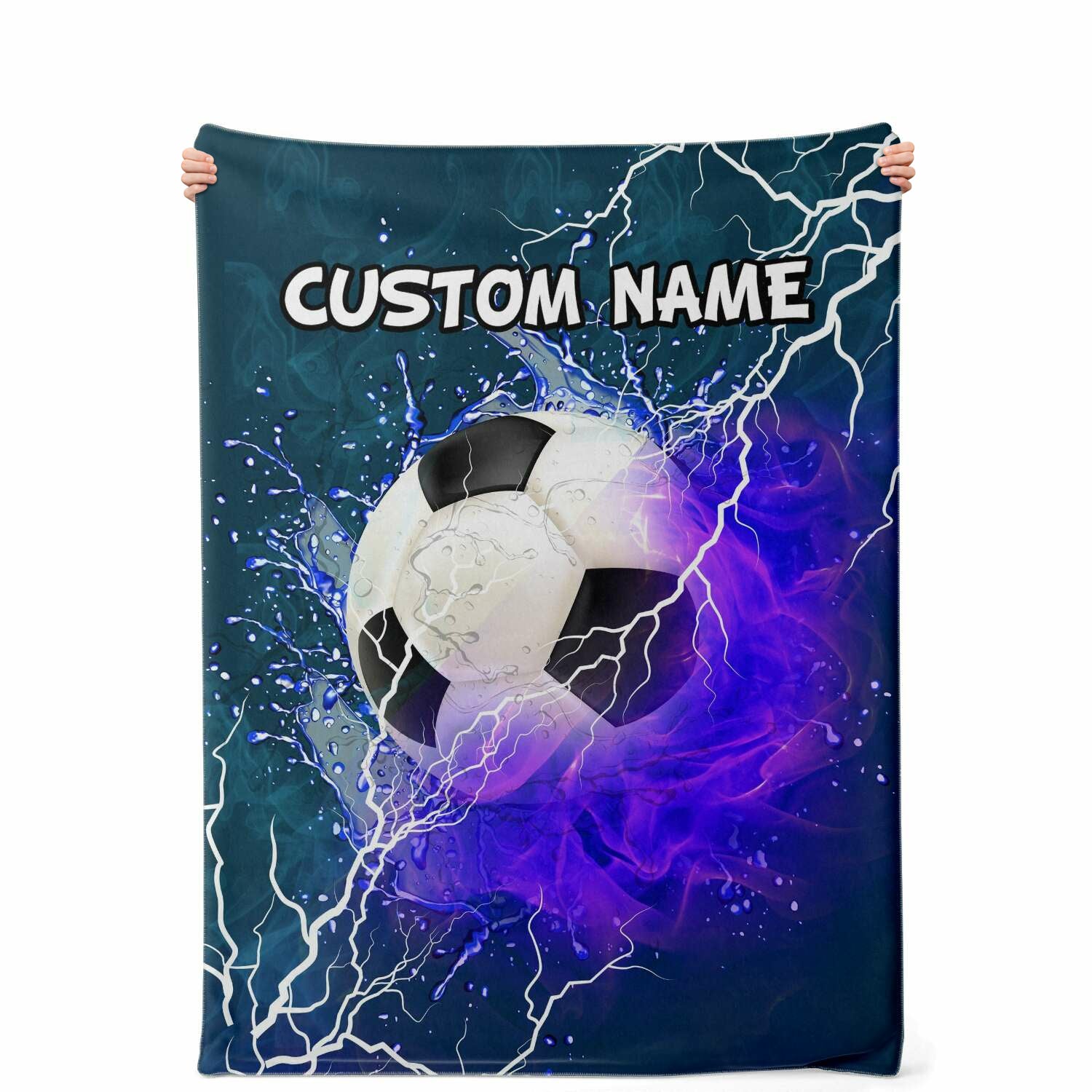 Personalized Name Soccer,Football Blanket, Custom Name Sports Blanket for Boys & Girls