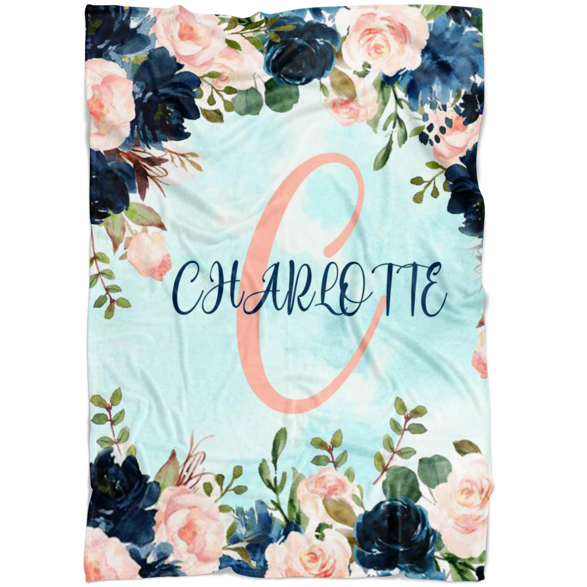 Personalized Name Baby & Girls Blanket with Roses - Charlotte