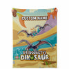Personalized Name Pterodactyl Dinosaur Blanket for Kids, Custom Name Blanket for Boys & Girls