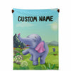 Personalized Name Elephant Blanket, Custom Name Wild Animals Blanket for Boys & Girls