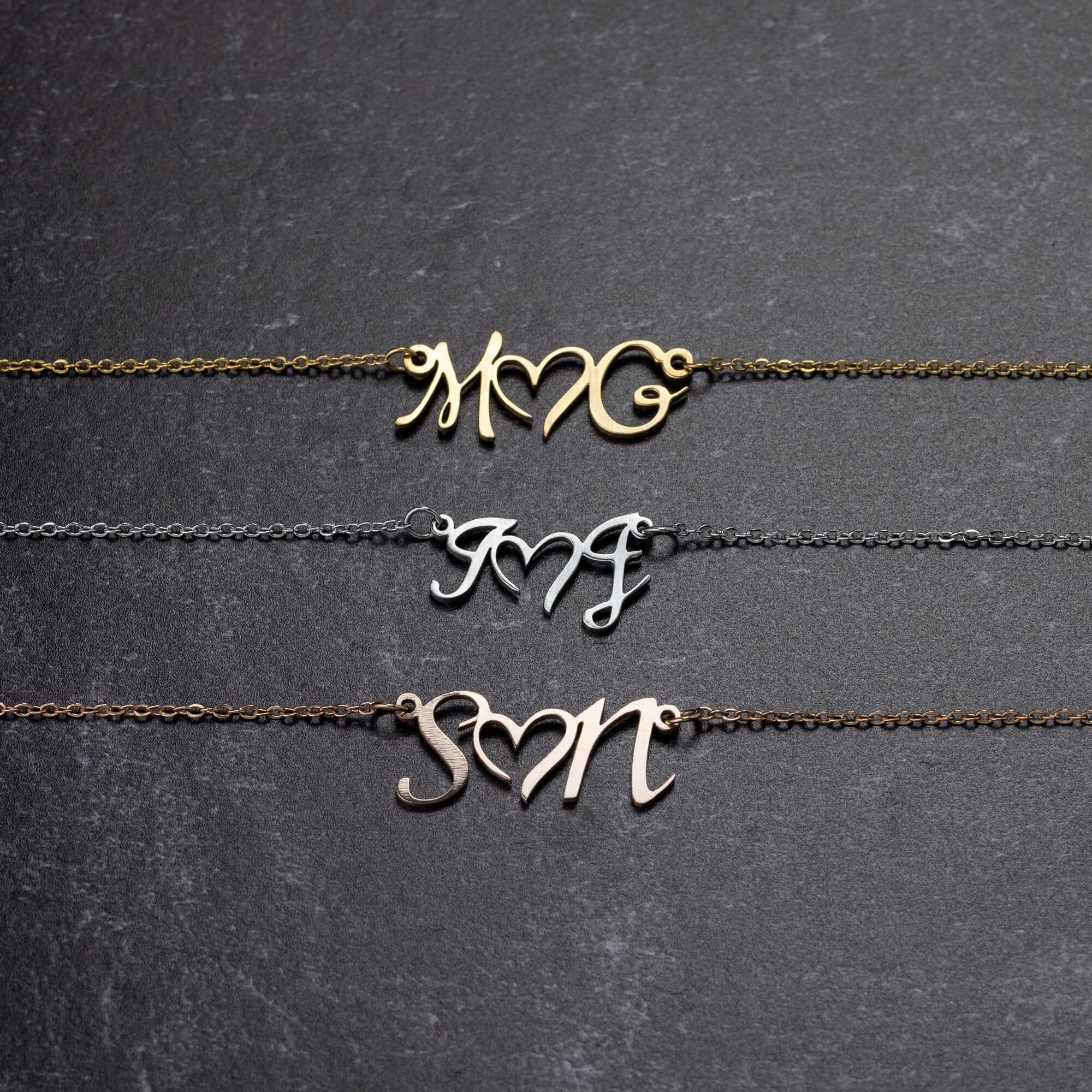 Personalized Double Initial Heart Necklace for Favorite Woman in Your Life