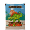 Personalized Name Stegosaurus Dinosaur Blanket for Kids, Custom Name Blankets for Boys & Girls
