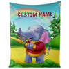 Personalized Name Elephant, Animal Blanket for Kids, Custom Name Blanket for Boys & Girls