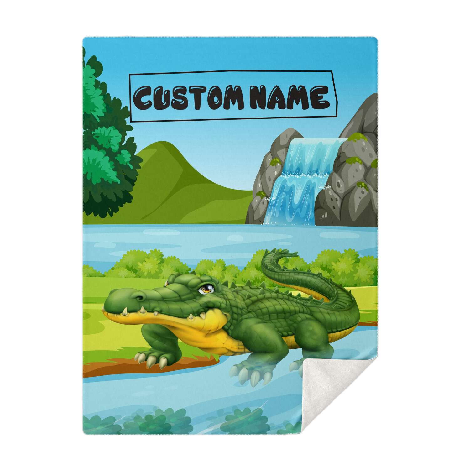 Personalized Name Crocodile Blanket, Custom Name Wild Animals Blanket for Boys & Girls