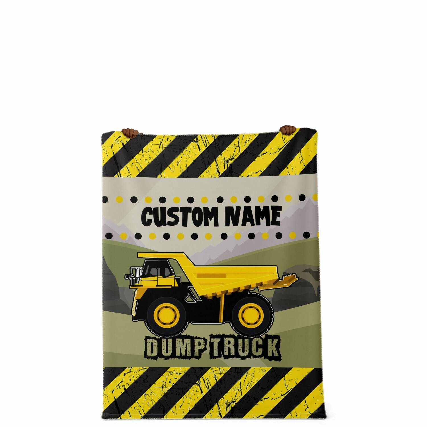 Personalized Name Dump Truck Blanket for Kids, Boys and Girls Custom Name Blanket