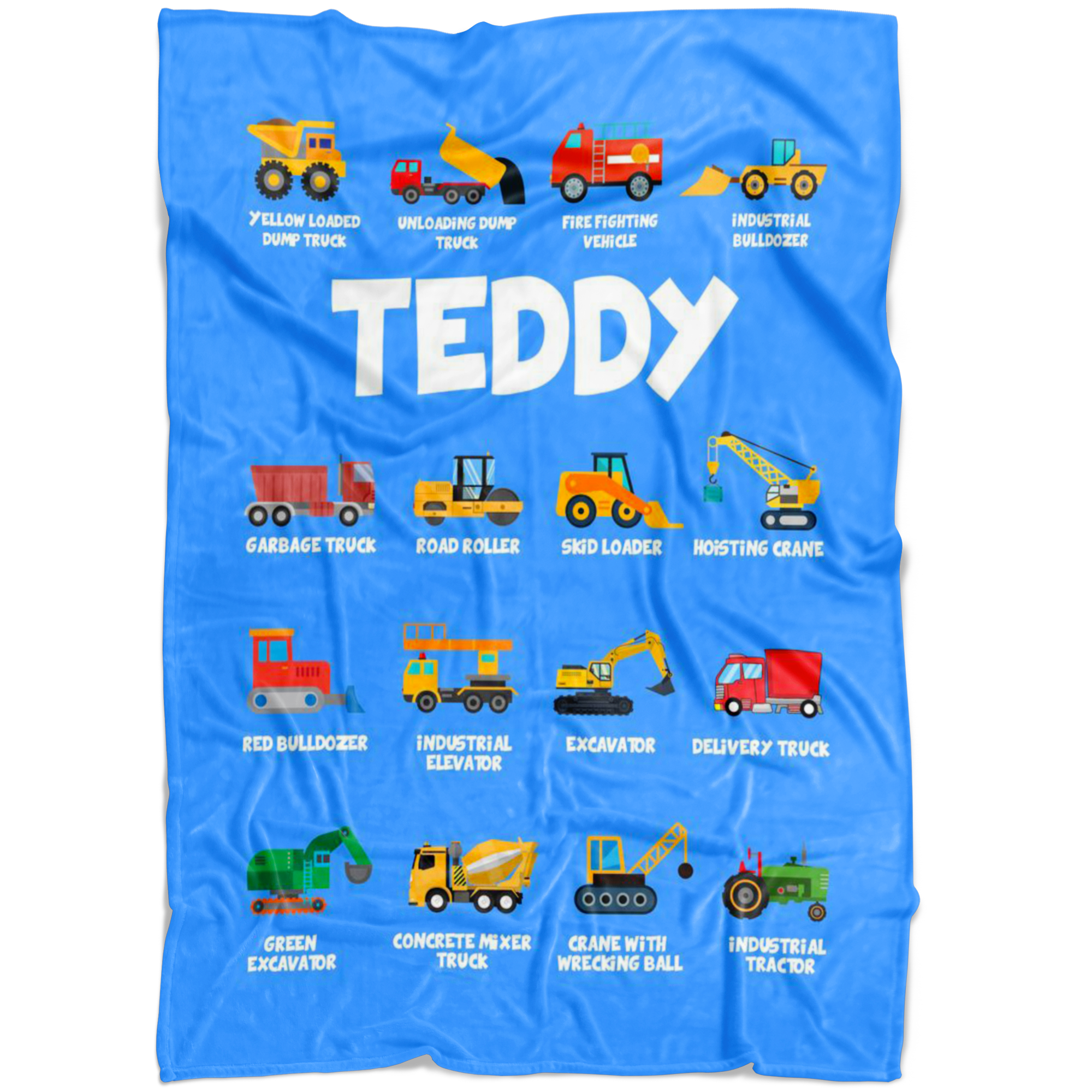 Teddy Construction Blanket Blue