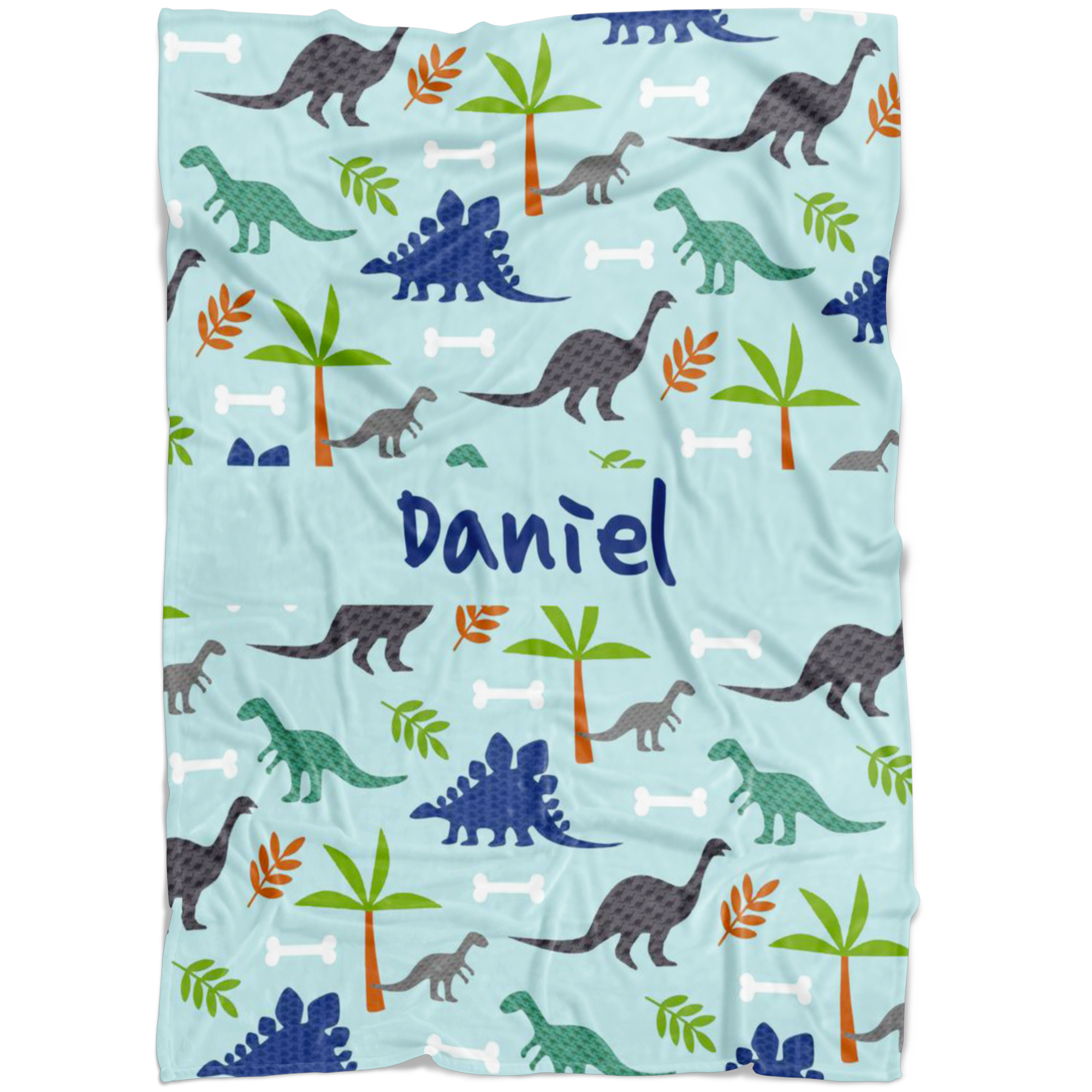 Personalized Dinosaur, Dino World Blanket for Boys, Kids - Daniel