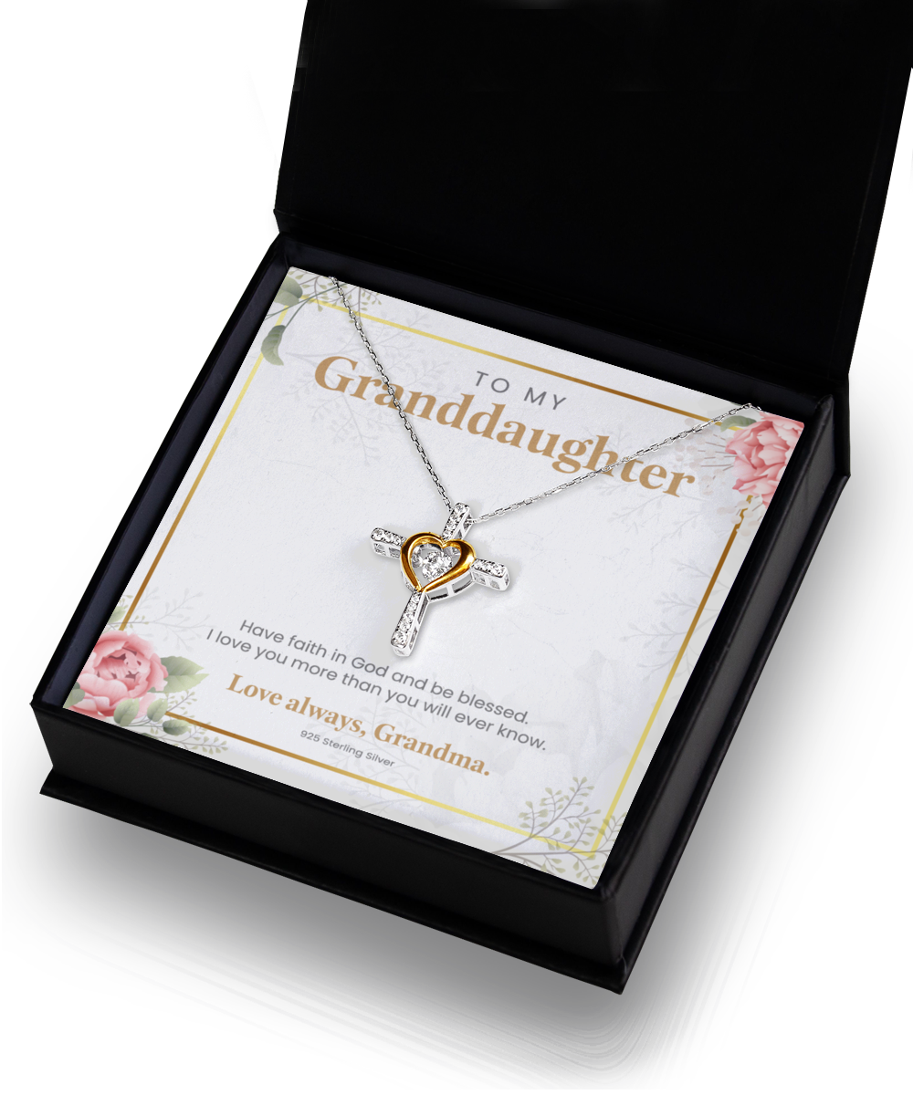 Granddaughter - Have Faith - Love Grandma - Cross Dancing Necklace
