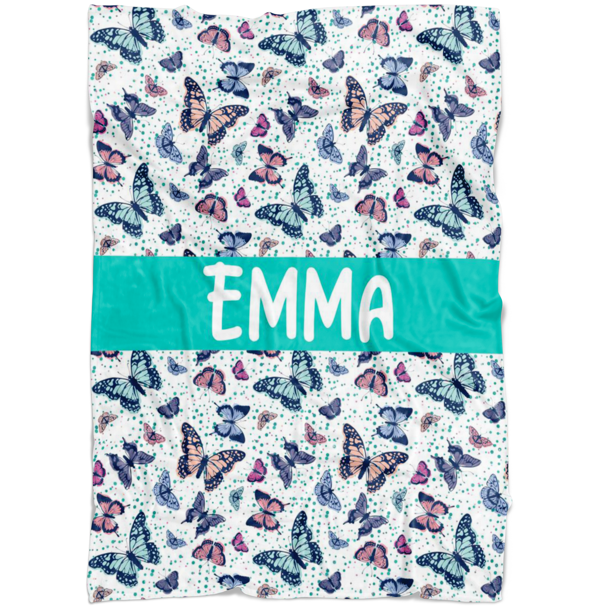 Personalized Name Butterflies Blanket for Girls & Boys, Children Blanket - Emma