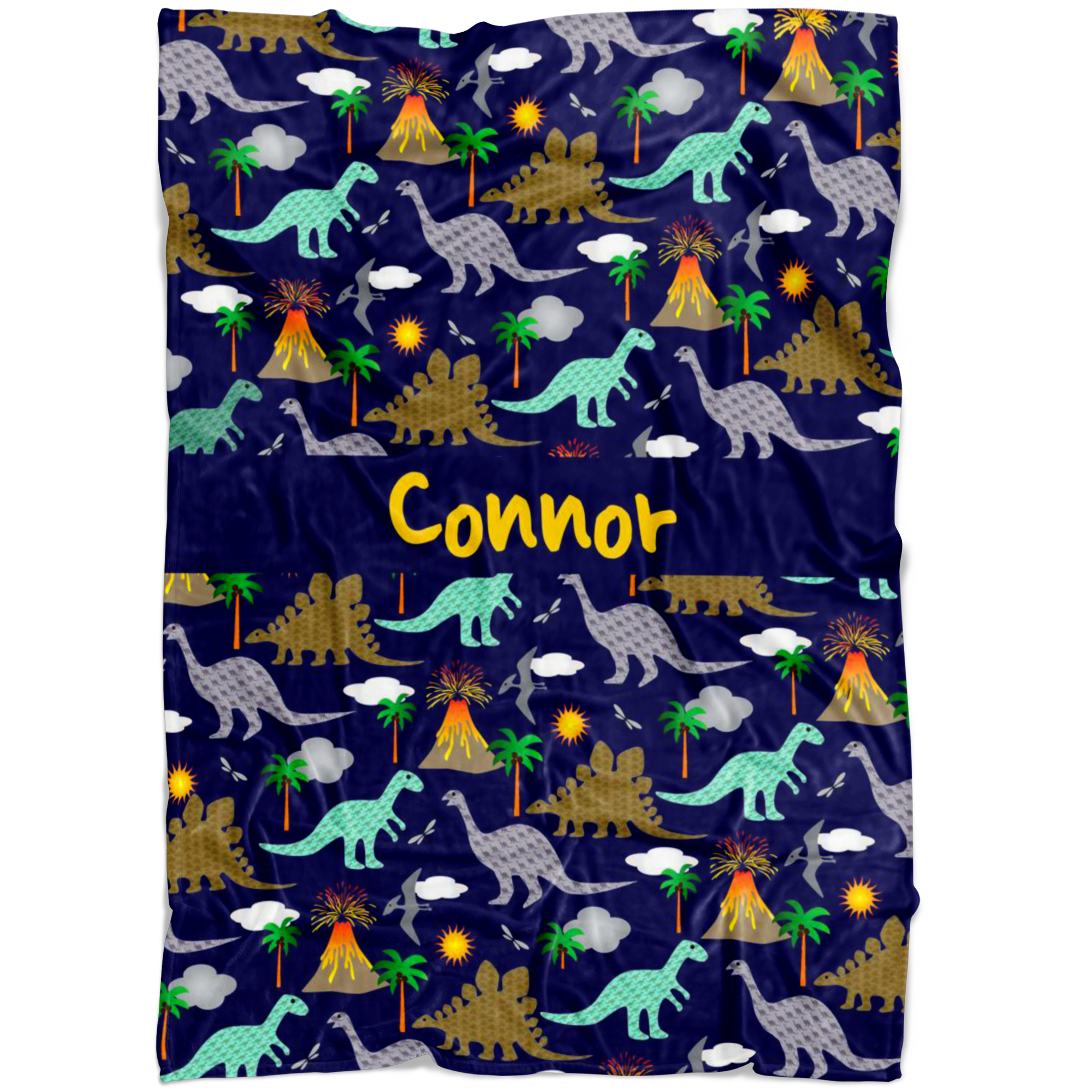 Personalized Dinosaurs, Dino World Blanket for Boys & Girls, Kids - Connor