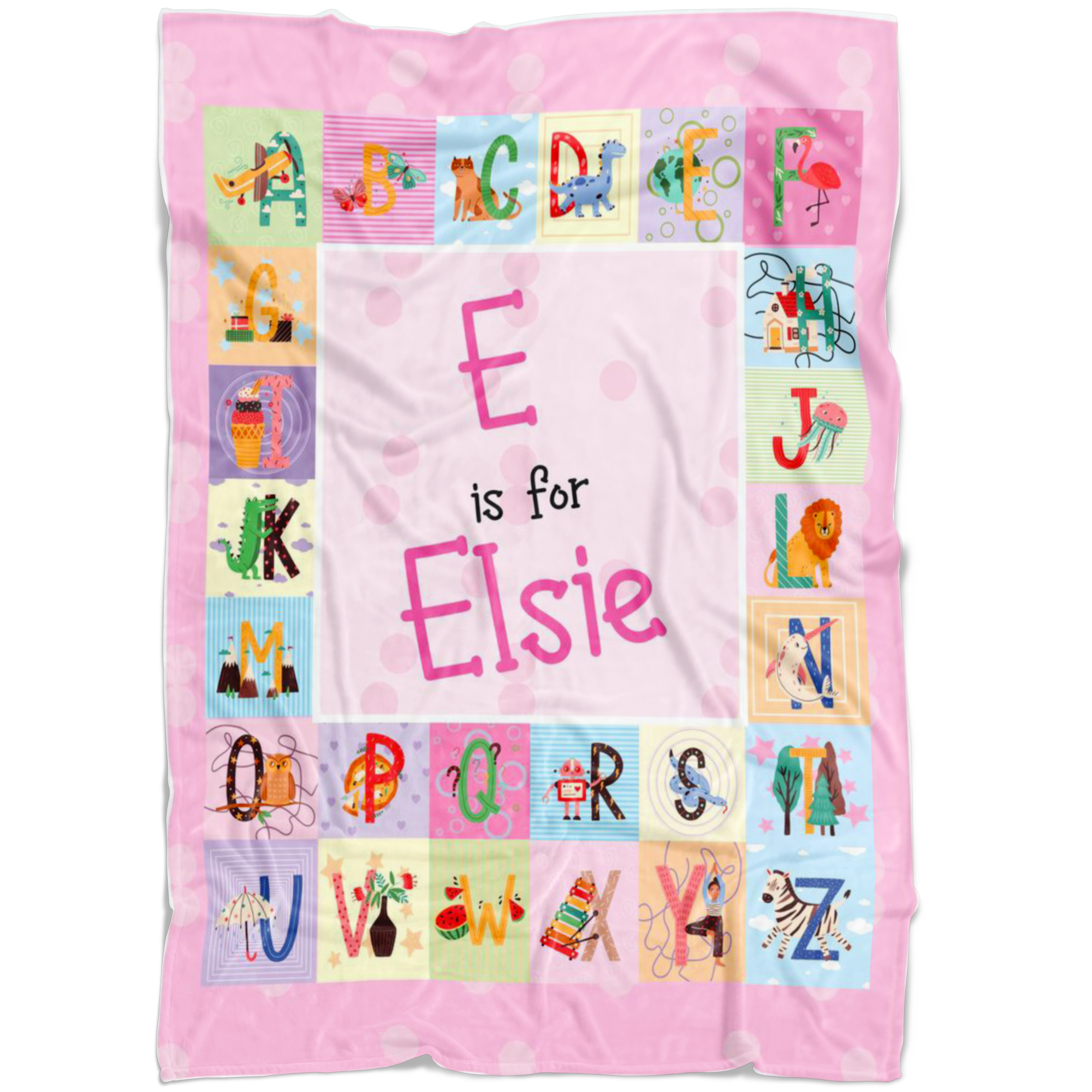 Personalized Name ABC Blanket for Babies & Girls - Elsie